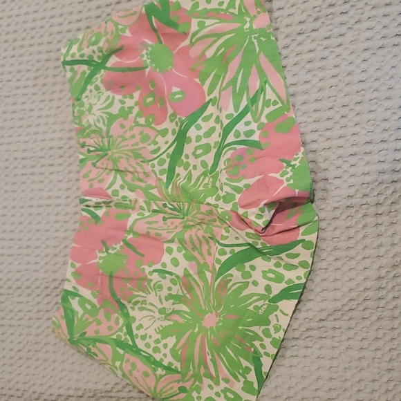 RARE Lilly Pulitzer Green Pink Floral Print Lace Trim Liza Shorts 701242 Size 0 - Picture 6 of 6